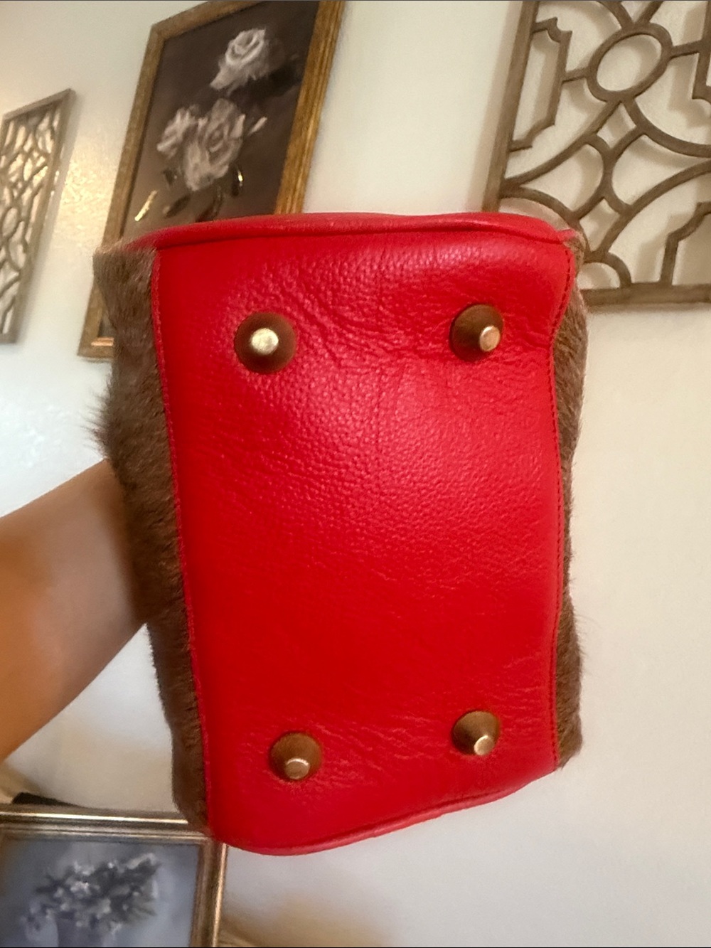 Cowhide Red Hot Ranch Charm Satchel - Picture 5 of 5